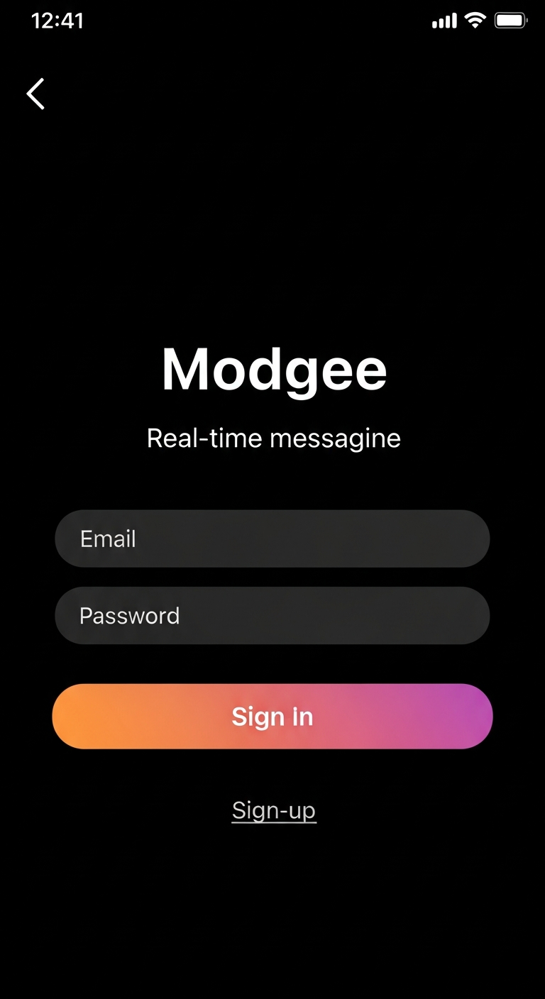 modgee welcome login screen