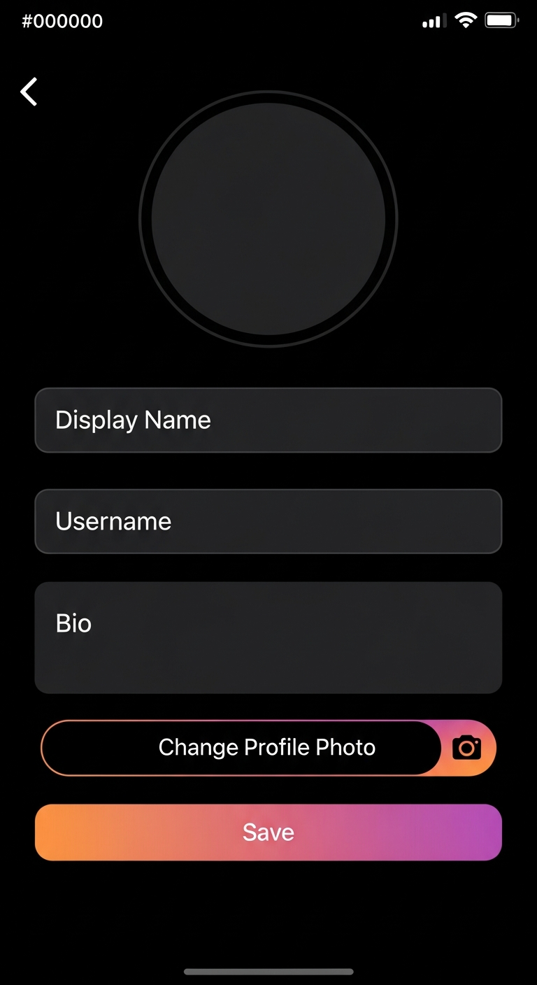 profile settings screen