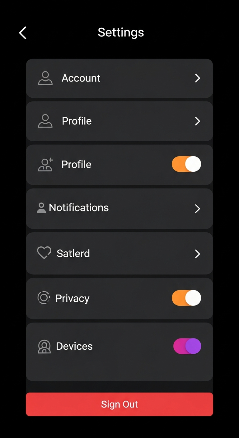 settings menu screen